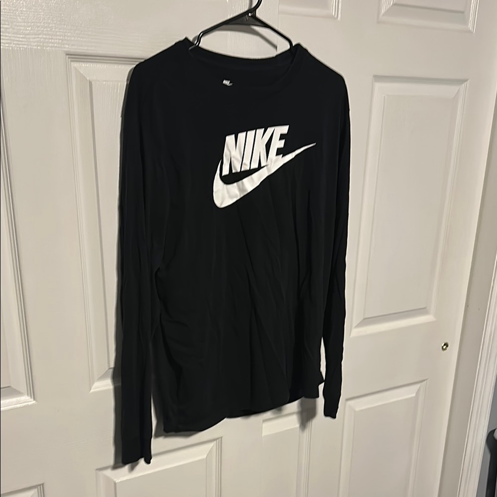 Nike Black Long Sleeve Tee with White Logo